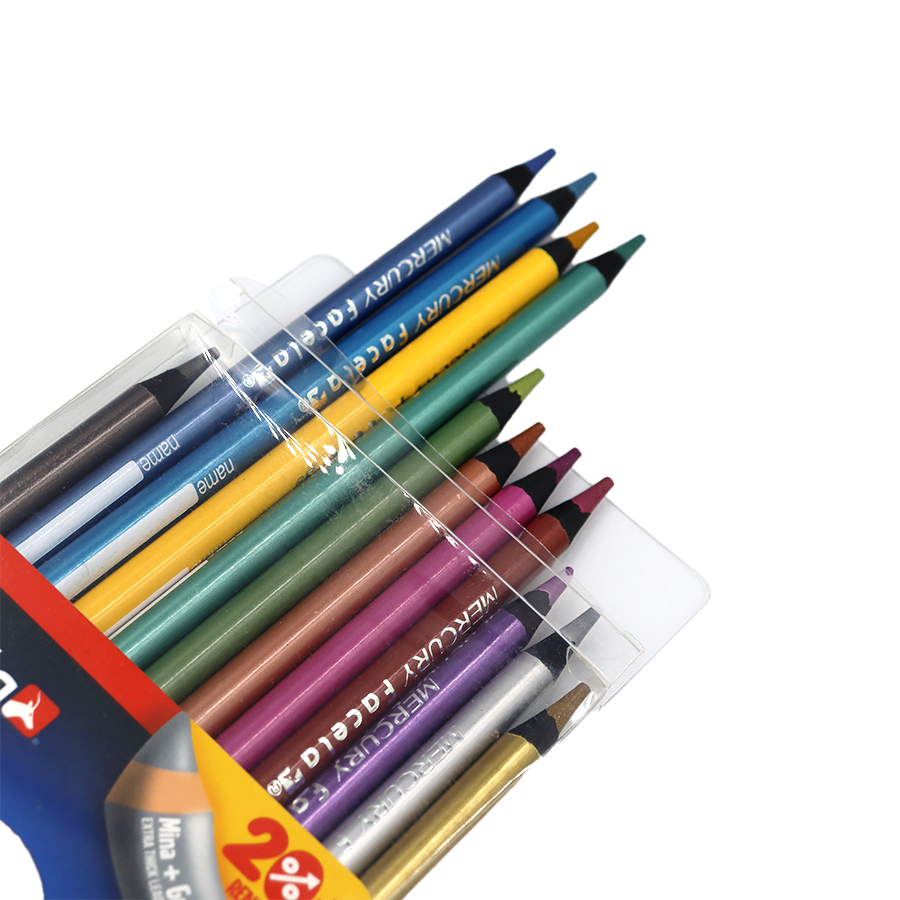 Añade un toque único a tus proyectos con el Lápiz de Color Mercury Metalizado 12 Unidades. Estos lápices de alta calidad están diseñados para ofrecer colores vibrantes y metalizados que destacan en cualquier obra de arte.

Su suave aplicación y la intensidad de sus tonos permiten crear detalles precisos y mezclas perfectas, ideales para técnicas de sombreado y resaltar colores en cualquier proyecto creativo. Este set de 12 lápices es una herramienta esencial para artistas, diseñadores y estudiantes.