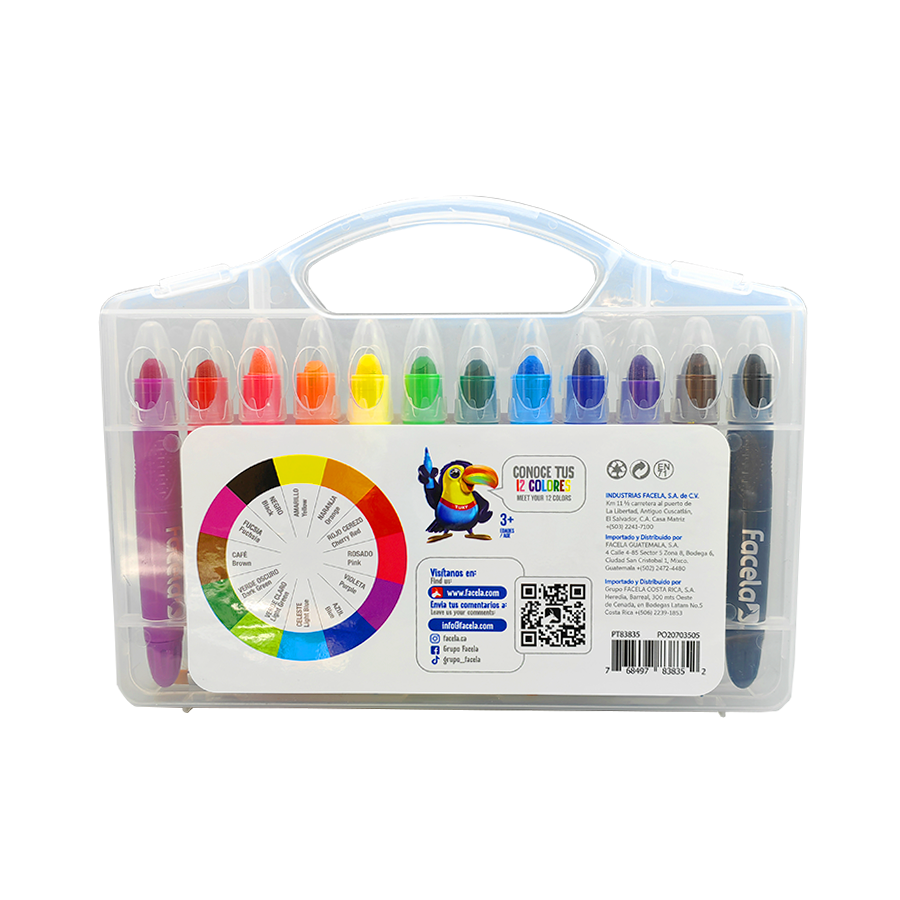 Los Crayones de Gel son la opción perfecta para crear diseños vibrantes. Con mina acuarelable usando agua, estos crayones permiten crear efectos suaves y fáciles de mezclar, ideales para actividades de pinta caritas en fiestas, eventos o en el aula.

Ultra suaves y no tóxicos, son completamente seguros para los niños, lo que los convierte en la opción ideal para pequeños artistas. El paquete incluye 12 crayones en una variedad de colores brillantes, perfectos para estimular la creatividad.