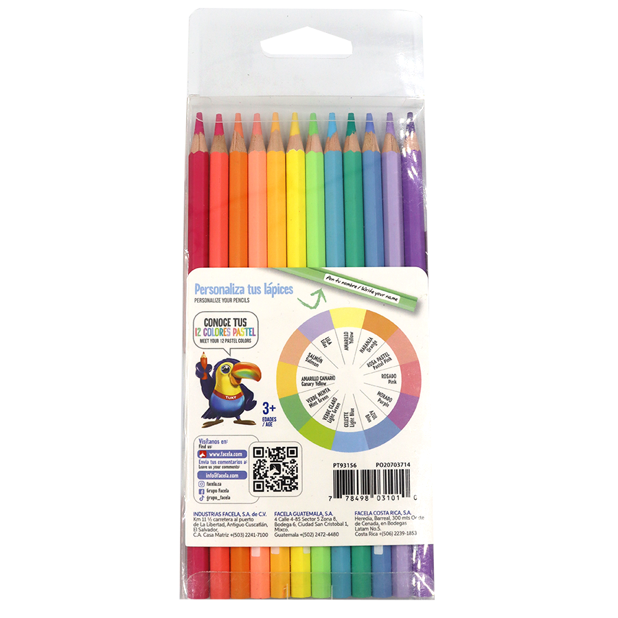 Descubre una amplia gama de colores pastel con nuestros lápices de color pastel de 12 unidades. Con una calidad superior y una variedad de tonalidades, estos lápices suaves y pigmentados te permiten crear obras de arte únicas y delicadas.

Ideales para artistas y diseñadores, los lápices ofrecen una aplicación suave y uniforme, lo que facilita la mezcla y la creación de detalles finos en tus dibujos y proyectos.