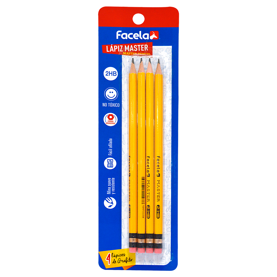Ideal para quienes buscan comodidad y control en su escritura. Con su diseño hexagonal, proporciona un agarre ergonómico que facilita una experiencia de escritura precisa y cómoda.

Este producto viene en un blíster de cartón que incluye 4 unidades, lo que lo hace perfecto para tener siempre lápices adicionales en casa, la escuela o la oficina. Con una mina suave y duradera, es ideal para escribir, dibujar y realizar tareas escolares o profesionales.