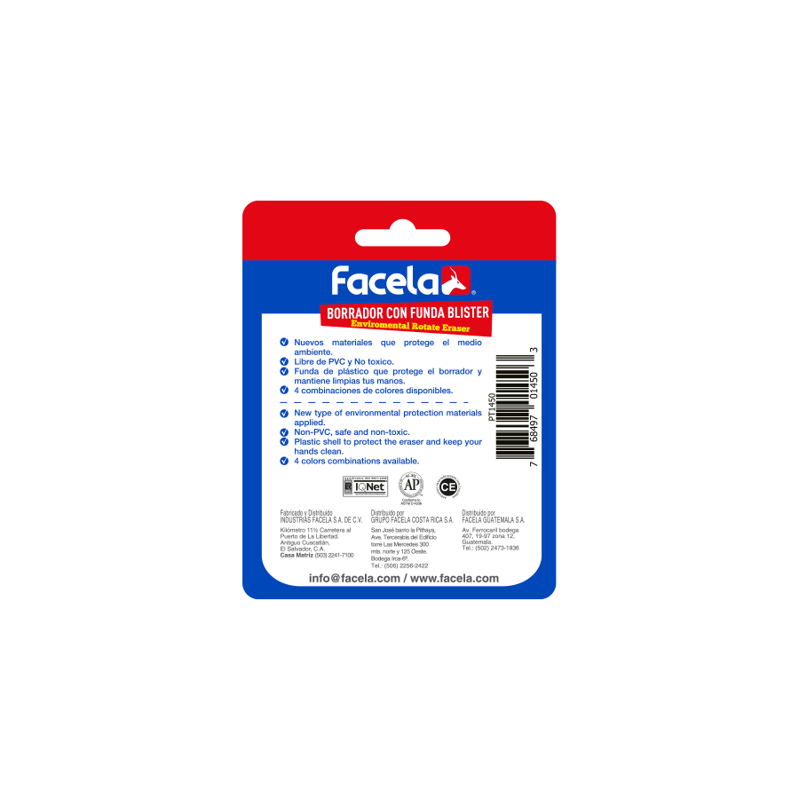 Herramienta de corrección eficiente que protege el borrador y mantiene su funcionalidad. Con su funda de plástico, el borrador se mantiene limpio y en buen estado durante su uso. Este borrador está disponible en 4 colores variados.