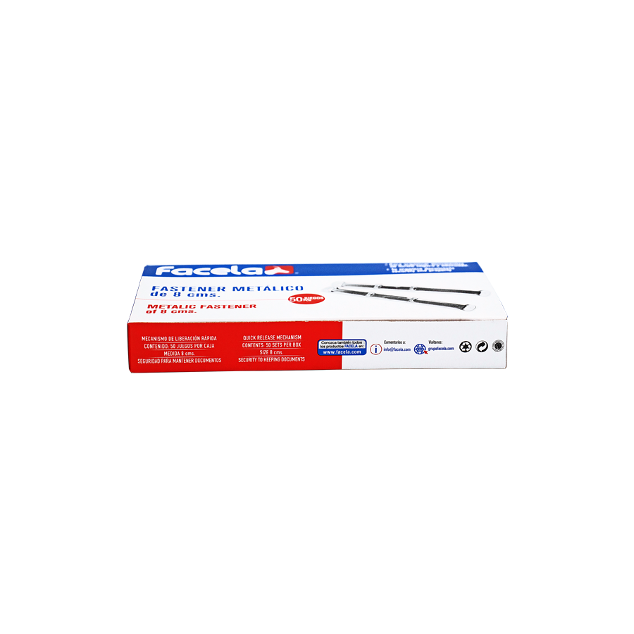 Este Fastener de 8 cm es ideal para mantener tus documentos organizados y seguros.

Viene en una caja individual que contiene 50 piezas, perfectas para archivar, asegurar o clasificar papeles, carpetas y otros materiales. Hechos con materiales de alta calidad, estos fasteners garantizan un excelente rendimiento tanto en entornos de oficina como en el hogar.