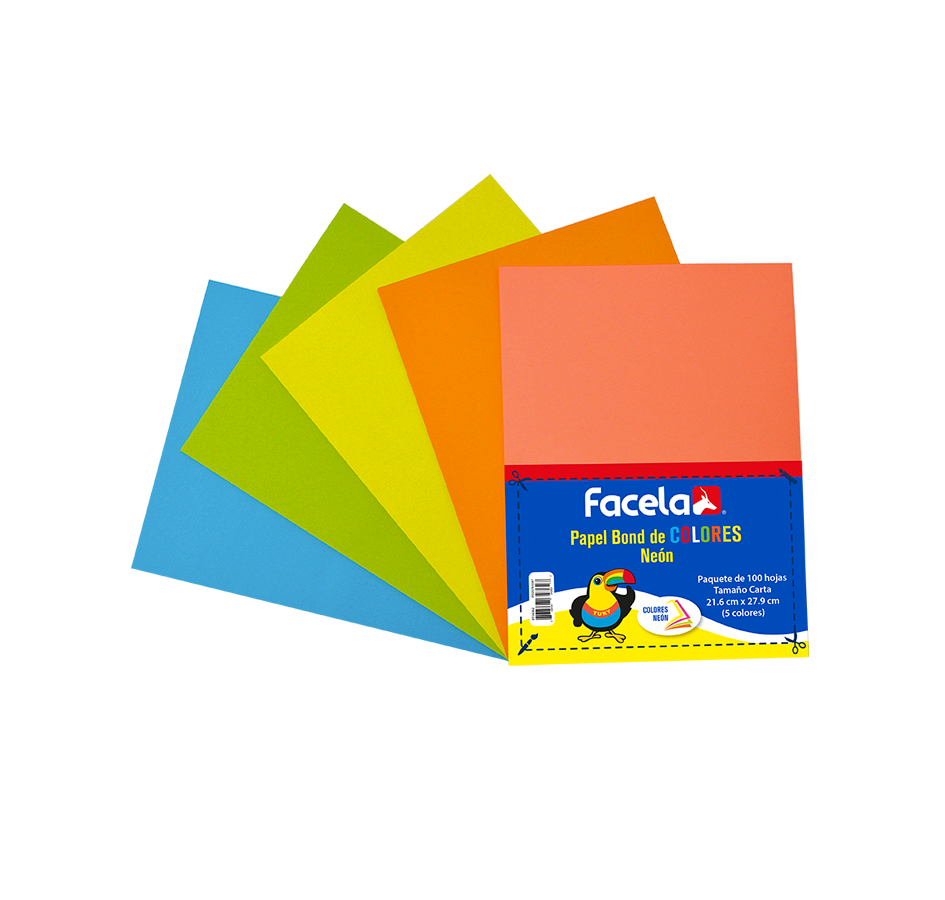 El Papel Bond de Colores Neón 100 hojas T/Carta es la opción perfecta para estudiantes y creativos que buscan darle un toque brillante y vibrante a sus trabajos.

Este paquete incluye 100 hojas de papel bond de alta calidad en 5 colores neón, ideales para proyectos escolares, presentaciones, manualidades y actividades artísticas. Con un tamaño estándar T/Carta (8.5 x 11 pulgadas), este papel es compatible con impresoras y fotocopiadoras, asegurando un acabado profesional en cada tarea.