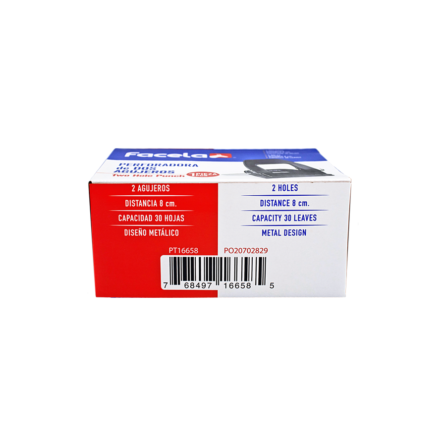 Ideal para organizar tus documentos de manera eficiente. Con una capacidad de perforado de hasta 30 hojas, este perforador es perfecto para oficinas, escuelas o el hogar.

Su diseño robusto y duradero permite perforar múltiples hojas de manera rápida y precisa, asegurando que tus documentos queden organizados y listos para ser archivados o encuadernados.