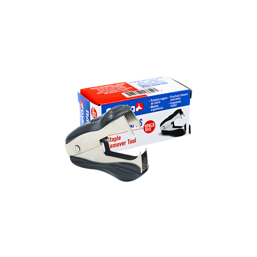 Es una herramienta imprescindible en cualquier oficina. Su diseño práctico y eficiente te permite eliminar grapas con facilidad, manteniendo tus documentos organizados y sin necesidad de esfuerzo adicional.

Equipado con un seguro de cierre, asegura que la herramienta permanezca cerrada cuando no esté en uso, garantizando seguridad y almacenamiento compacto.